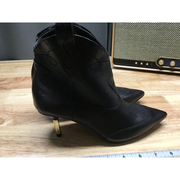 Jessica Simpson Nelda Western Cowboy Ankle Stiletto Booties 5M Black Leather - Picture 2 of 8
